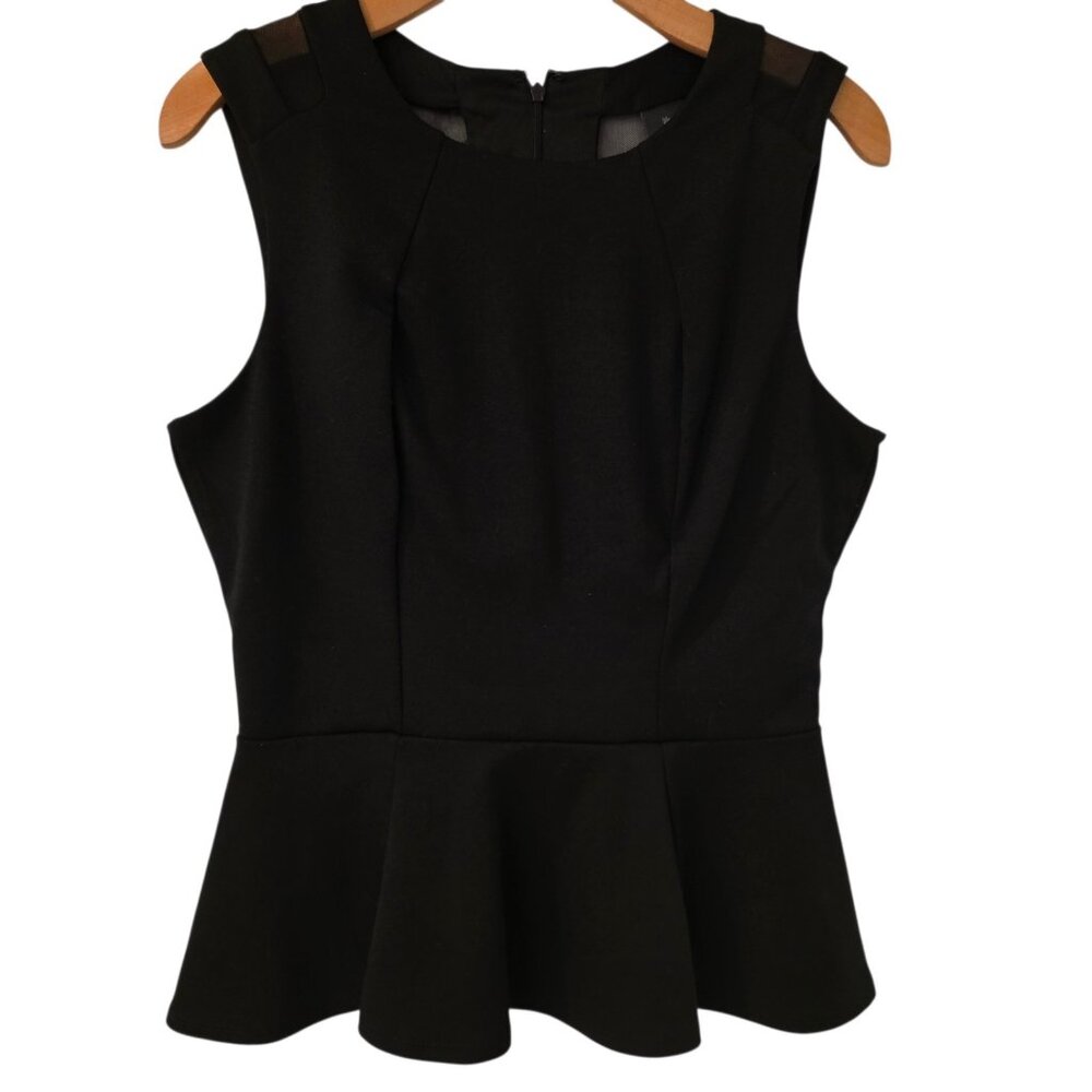 Y2K Mossimo Black Tank Top Moto Look Grunge Size M Mesh Shoulders Back
